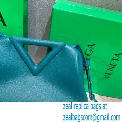 Bottega Veneta Point Leather Top Handle Small Bag Mallard Blue 2021