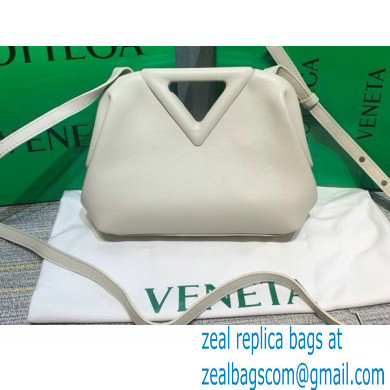 Bottega Veneta Point Leather Top Handle Small Bag White 2021