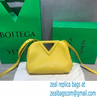 Bottega Veneta Point Leather Top Handle Small Bag Yellow 2021