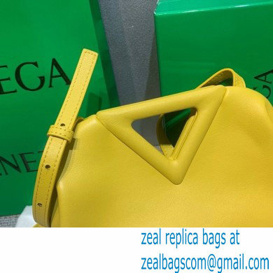 Bottega Veneta Point Leather Top Handle Small Bag Yellow 2021