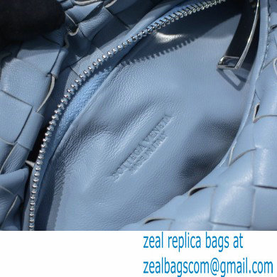 Bottega Veneta Rounded Mini BV Jodie Hobo Bag in Woven Leather Baby Blue 2021