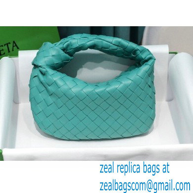 Bottega Veneta Rounded Mini BV Jodie Hobo Bag in Woven Leather Cyan 2021 - Click Image to Close