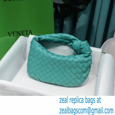 Bottega Veneta Rounded Mini BV Jodie Hobo Bag in Woven Leather Cyan 2021 - Click Image to Close