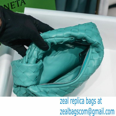 Bottega Veneta Rounded Mini BV Jodie Hobo Bag in Woven Leather Cyan 2021