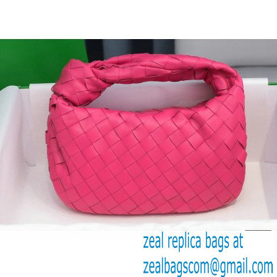 Bottega Veneta Rounded Mini BV Jodie Hobo Bag in Woven Leather Fuchsia 2021 - Click Image to Close