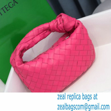 Bottega Veneta Rounded Mini BV Jodie Hobo Bag in Woven Leather Fuchsia 2021