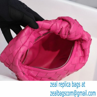 Bottega Veneta Rounded Mini BV Jodie Hobo Bag in Woven Leather Fuchsia 2021