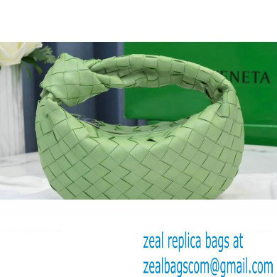 Bottega Veneta Rounded Mini BV Jodie Hobo Bag in Woven Leather Light Green 2021