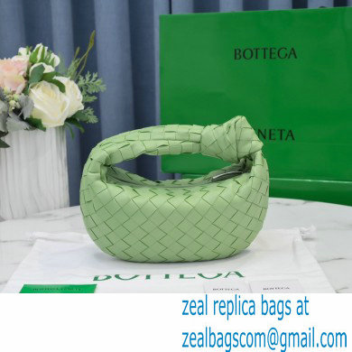 Bottega Veneta Rounded Mini BV Jodie Hobo Bag in Woven Leather Light Green 2021