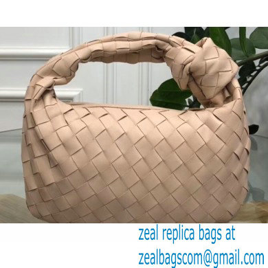 Bottega Veneta Rounded Mini BV Jodie Hobo Bag in Woven Leather Nude 2020