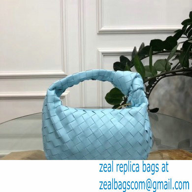 Bottega Veneta Rounded Mini BV Jodie Hobo Bag in Woven Leather Sky Blue 2020 - Click Image to Close