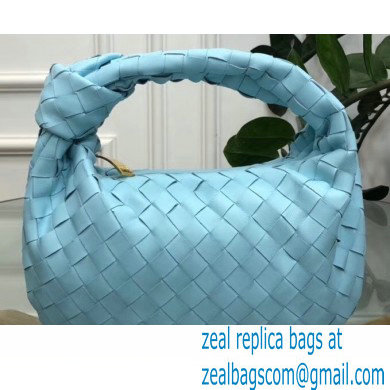 Bottega Veneta Rounded Mini BV Jodie Hobo Bag in Woven Leather Sky Blue 2020