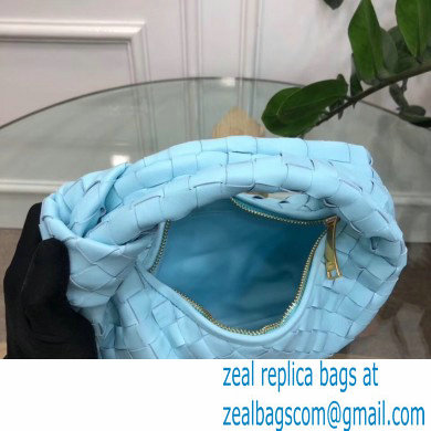 Bottega Veneta Rounded Mini BV Jodie Hobo Bag in Woven Leather Sky Blue 2020