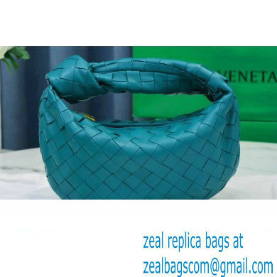 Bottega Veneta Rounded Mini BV Jodie Hobo Bag in Woven Leather Turquoise Blue 2021