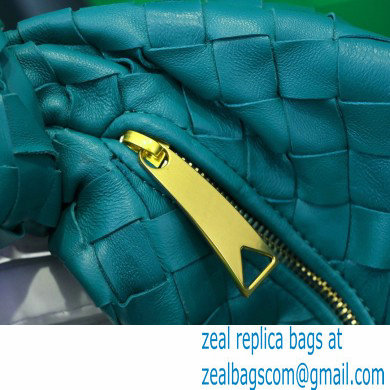 Bottega Veneta Rounded Mini BV Jodie Hobo Bag in Woven Leather Turquoise Blue 2021