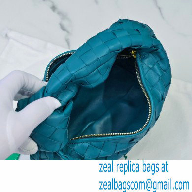 Bottega Veneta Rounded Mini BV Jodie Hobo Bag in Woven Leather Turquoise Blue 2021