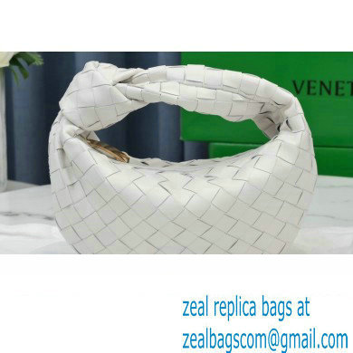 Bottega Veneta Rounded Mini BV Jodie Hobo Bag in Woven Leather White 2021