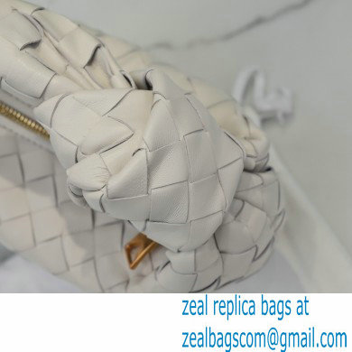 Bottega Veneta Rounded Mini BV Jodie Hobo Bag in Woven Leather White 2021