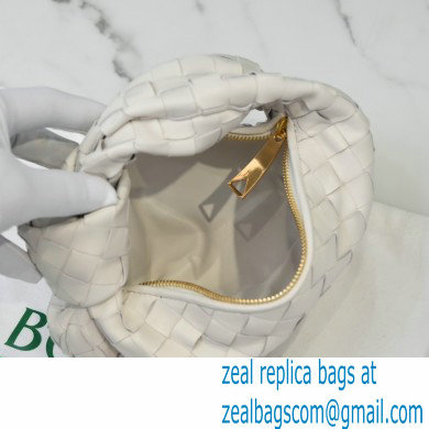 Bottega Veneta Rounded Mini BV Jodie Hobo Bag in Woven Leather White 2021