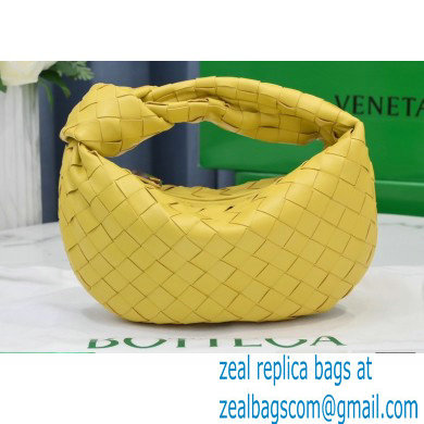 Bottega Veneta Rounded Mini BV Jodie Hobo Bag in Woven Leather Yellow 2021