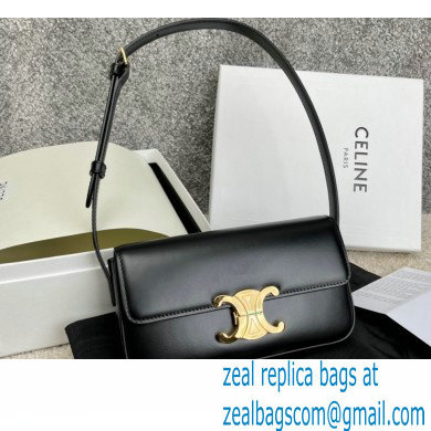 Celine Triomphe Shoulder Bag in Shiny Calfskin Black 2021 - Click Image to Close