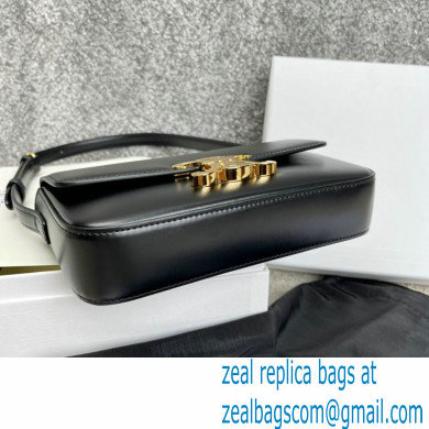 Celine Triomphe Shoulder Bag in Shiny Calfskin Black 2021 - Click Image to Close