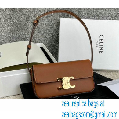 Celine Triomphe Shoulder Bag in Shiny Calfskin Brown 2021