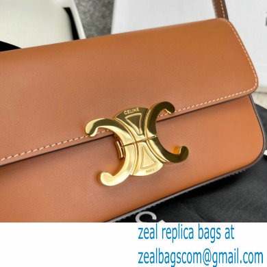 Celine Triomphe Shoulder Bag in Shiny Calfskin Brown 2021 - Click Image to Close