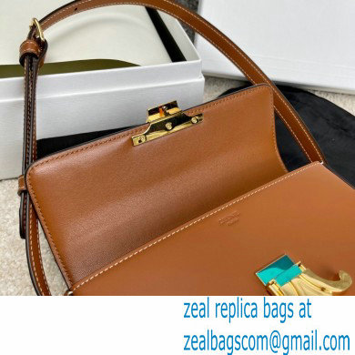 Celine Triomphe Shoulder Bag in Shiny Calfskin Brown 2021