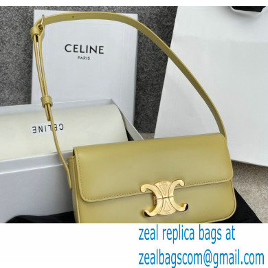 Celine Triomphe Shoulder Bag in Shiny Calfskin Light Yellow 2021 - Click Image to Close