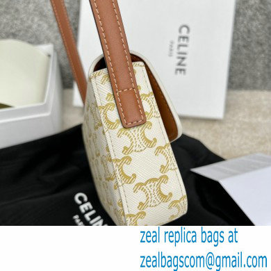 Celine Triomphe Shoulder Bag in Triomphe Canvas White 2021 - Click Image to Close