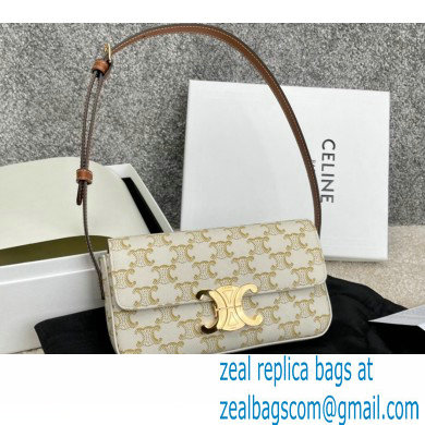 Celine Triomphe Shoulder Bag in Triomphe Canvas White 2021