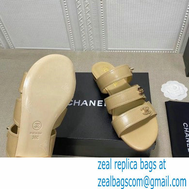 Chanel CC Logo Magic Loop Mules Beige 2021