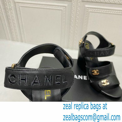 Chanel CC Logo Magic Loop Sandals G37387 Black 2021