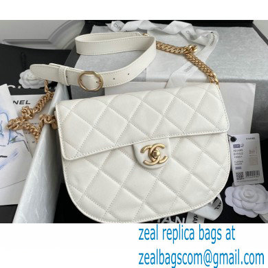 Chanel Calfskin Small Messenger Bag AS2485 White 2021
