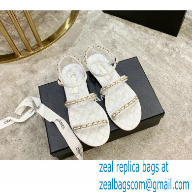 Chanel Chain Leather Sandals G36934 White 2021
