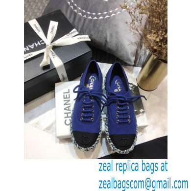 Chanel Cotton and Grosgrain Lace-Ups G37144 Blue 2021