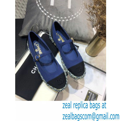 Chanel Cotton and Grosgrain Mary Janes G37142 Blue 2021