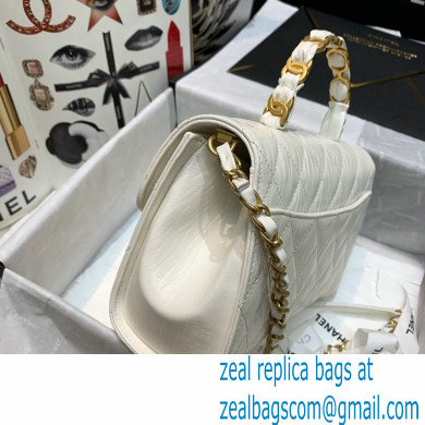 Chanel Crumpled Lambskin Small Flap Bag with Top Handle AS2478 White 2021