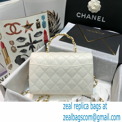 Chanel Crumpled Lambskin Small Flap Bag with Top Handle AS2478 White 2021