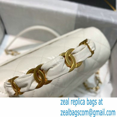 Chanel Crumpled Lambskin Small Flap Bag with Top Handle AS2478 White 2021