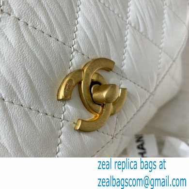 Chanel Crumpled Lambskin Small Flap Bag with Top Handle AS2478 White 2021