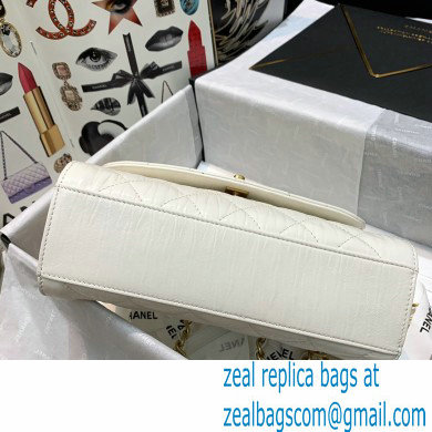 Chanel Crumpled Lambskin Small Flap Bag with Top Handle AS2478 White 2021