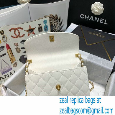 Chanel Crumpled Lambskin Small Flap Bag with Top Handle AS2478 White 2021