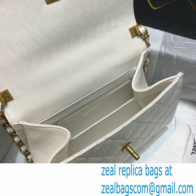 Chanel Crumpled Lambskin Small Flap Bag with Top Handle AS2478 White 2021