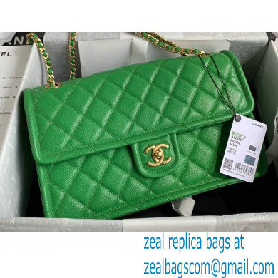 Chanel Grained Calfskin Large Flap Bag AS2358 Green 2021