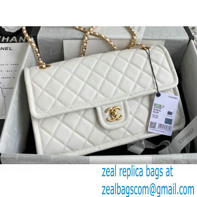 Chanel Grained Calfskin Large Flap Bag AS2358 White 2021