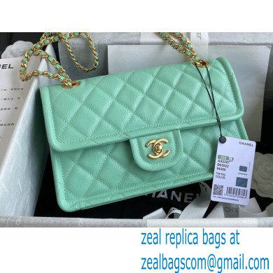 Chanel Grained Calfskin Medium Flap Bag AS2357 Light Green 2021