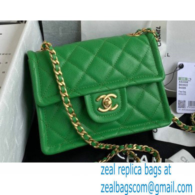 Chanel Grained Calfskin Mini Square Flap Bag AS2356 Green 2021