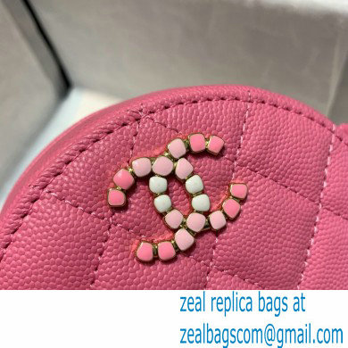Chanel Grained Calfskin Round Clutch with Chain Bag AP2034 Dark Pink 2021 - Click Image to Close
